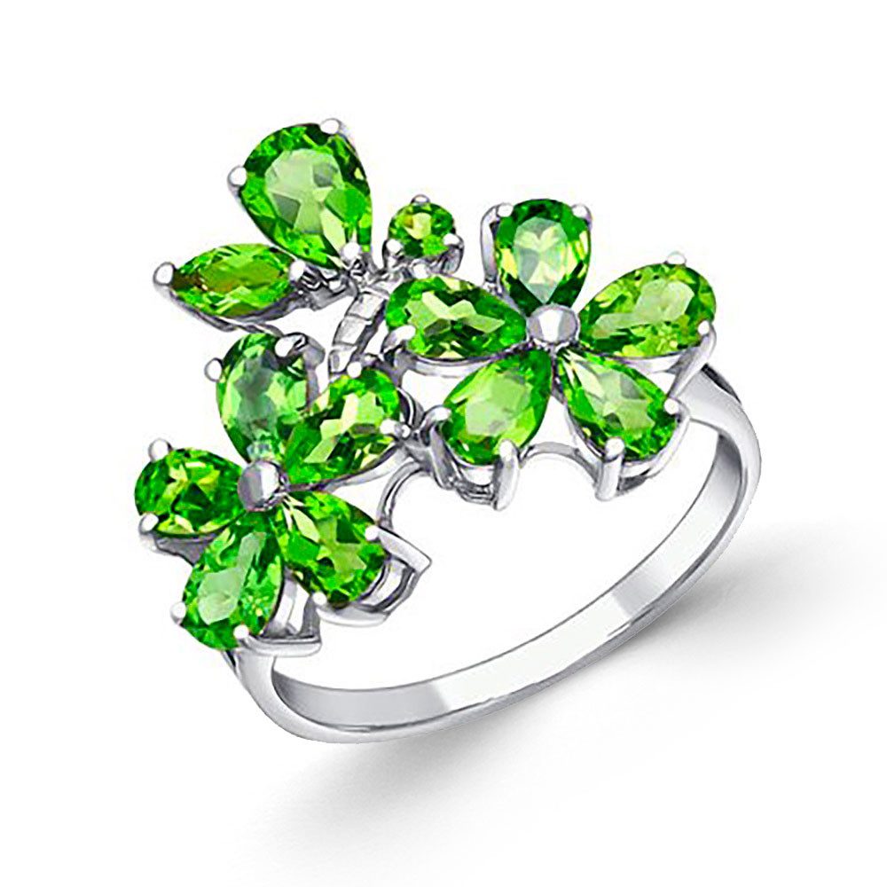 SOKOLOV Jewelry Silberring Damenring aus 925 Silber mit grünen Chrysolithen (1-tlg), 925 Sterling Silber Silberschmuck für Damen