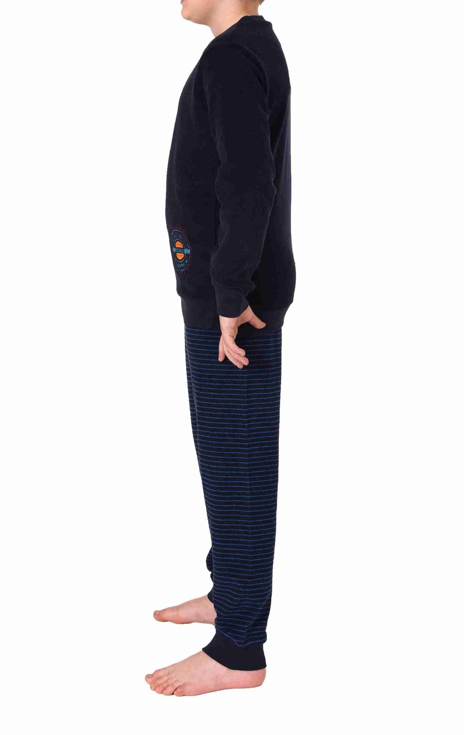 Normann Pyjama Kuscheliger Jungen langarm Frottee Schlafanzug mit Bündchen – Bild 2 von 4