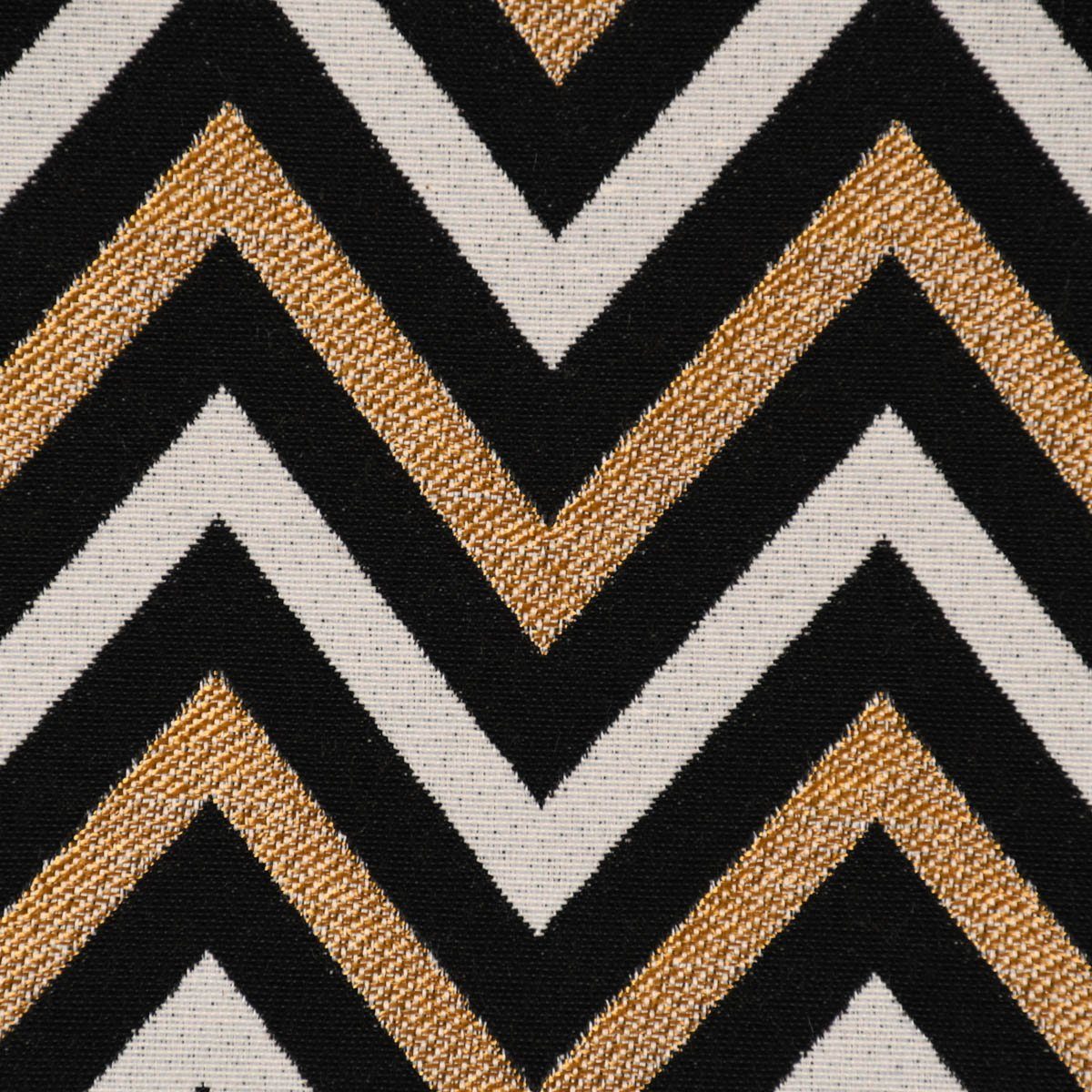 Stoff Dekostoff Metallic Zigzag Wave Luxury Zickzack schwarz gold ecru 1,4m