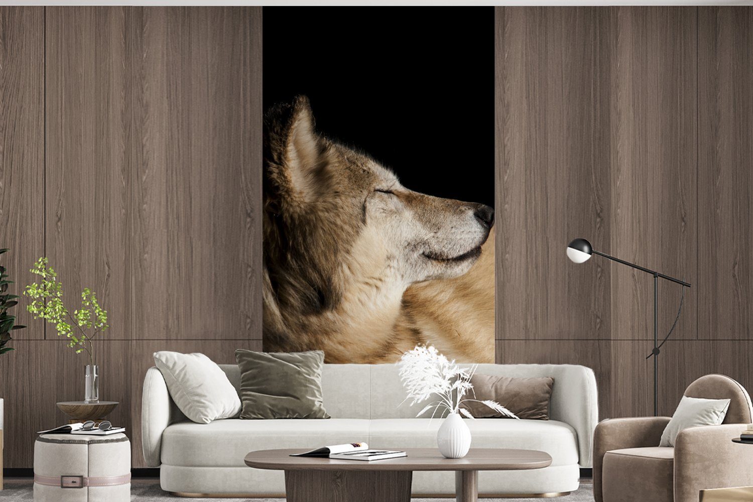 Polarwolf, Wohnzimmer Schlafzimmer Küche, Vliestapete Fototapete Fototapete bedruckt, Zufriedener für Matt, St), MuchoWow (2