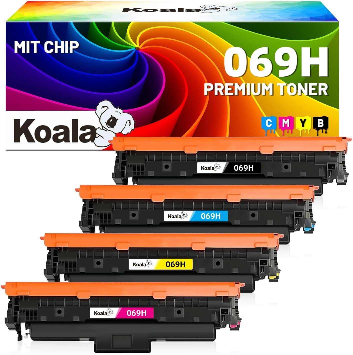 Koala Tonerkartusche 069H Toner für CANON CRG-069H 069, 4er Set, (SET, 7600 Seiten pro 069H Schwarz toner, 5500 Seiten pro 069H Farb toner), Kompatibel mit Canon i-Sensys MF752Cdw MF754Cdw LBP673Cdw Drucker