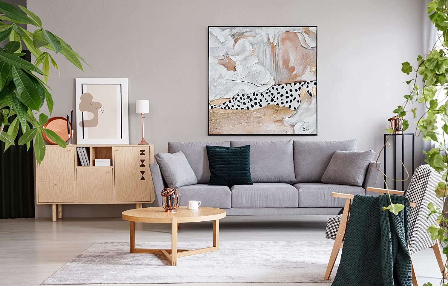 YS-Art Gemälde Stil, Leinwand mit Rahmen Tiermuster Bild Handgemalt Dalmatiner