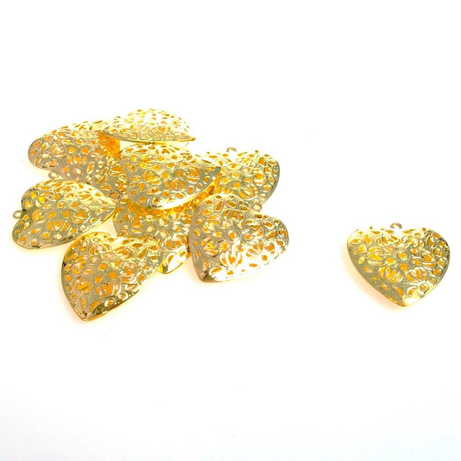 Deko AS Dekoobjekt Dekoherzen aus Metall zum Hängen - gold - 4,5 cm - 12 Stück -