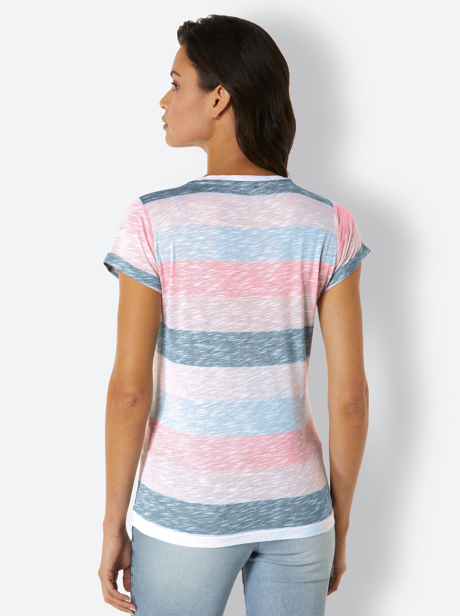 creation T-Shirt flamingo-weiß-geringelt L