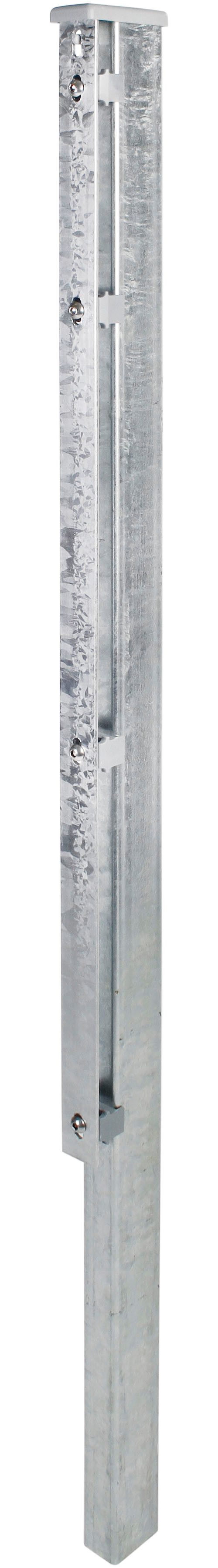 Alberts Zaunpfosten, 60x40 mm für Doppelstabmattenzaun, 240 cm, mit Flacheisen