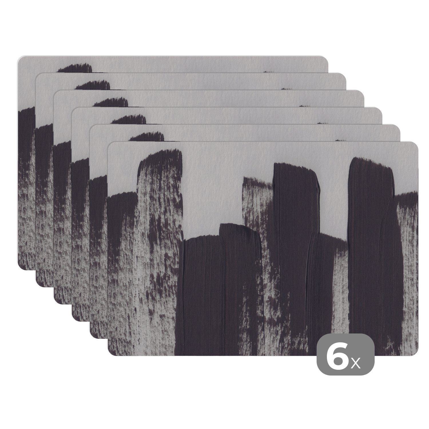 Platzset, Farbe - Abstrakt - Schwarz - Weiß, MuchoWow, (6-St), Platzset, Platzdecken, Platzmatte, Tischmatten, Schmutzabweisend