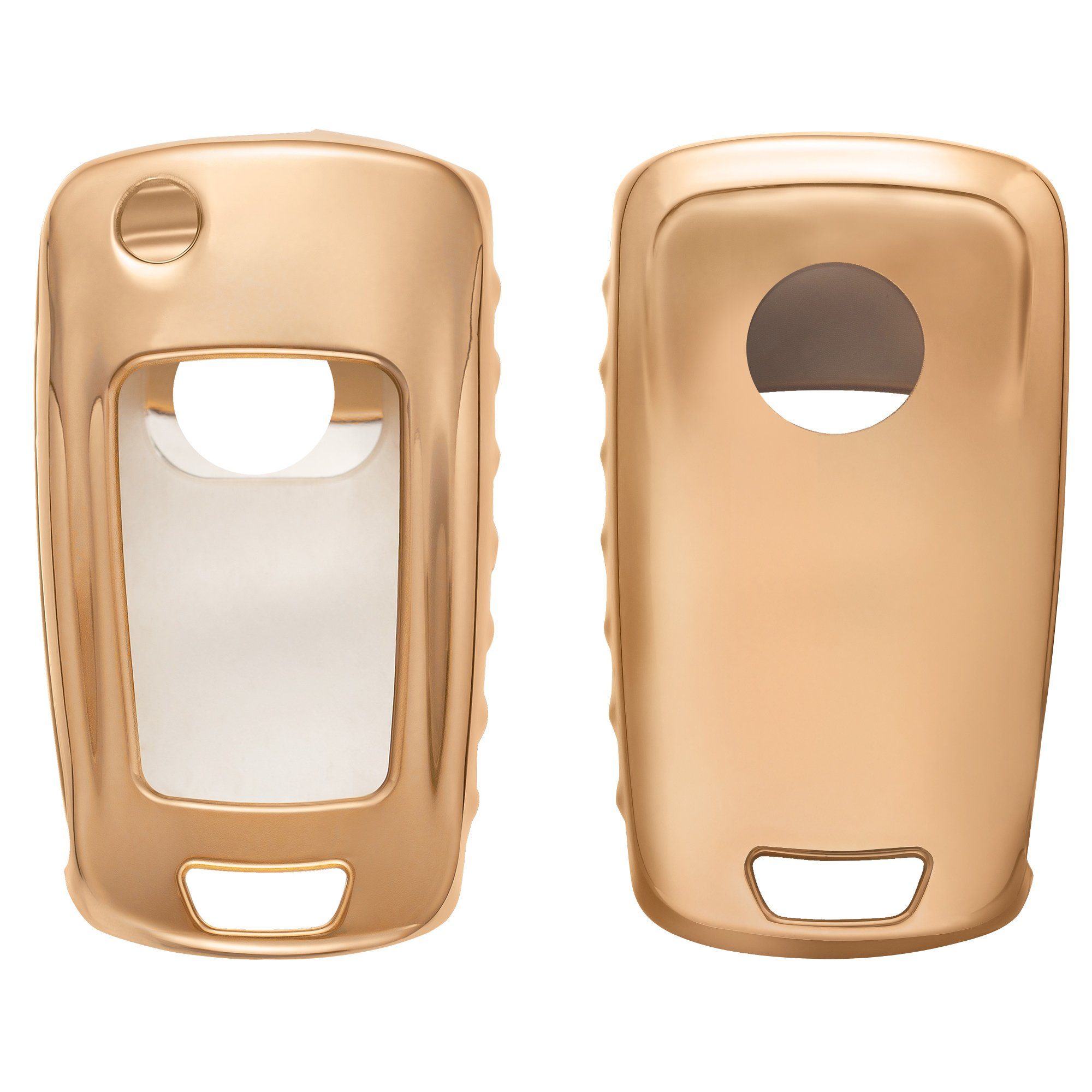 kwmobile Schlüsseltasche Autoschlüssel Hülle für Opel Vauxhall, TPU Schutzhülle Schlüsselhülle Cover für Opel Vauxhall Hochglanz Gold