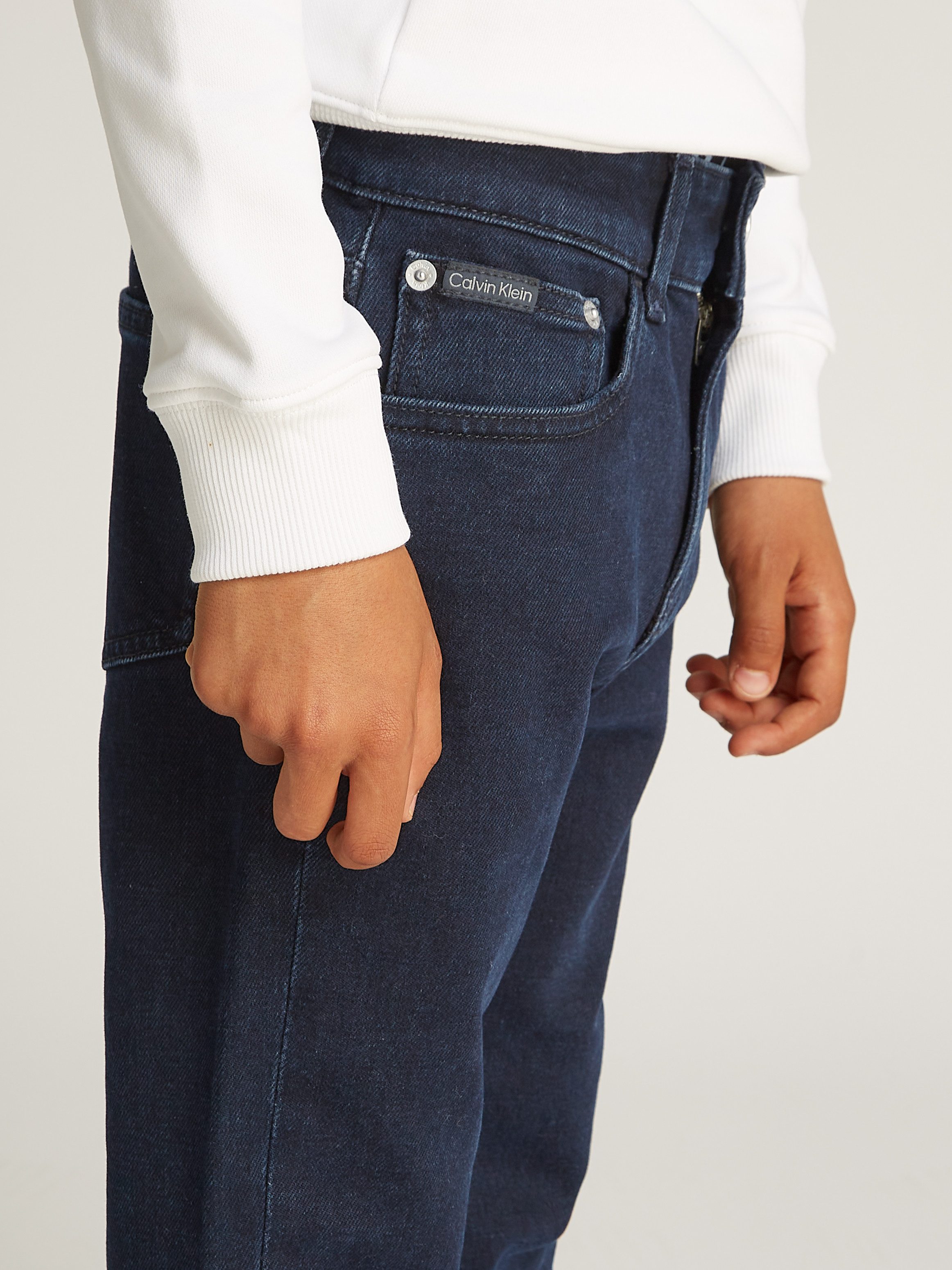 Calvin Klein Jeans Dad-Jeans BLUE OD BLACK DAD CF für Kinder bis 16 Jahre mit Lederpatch