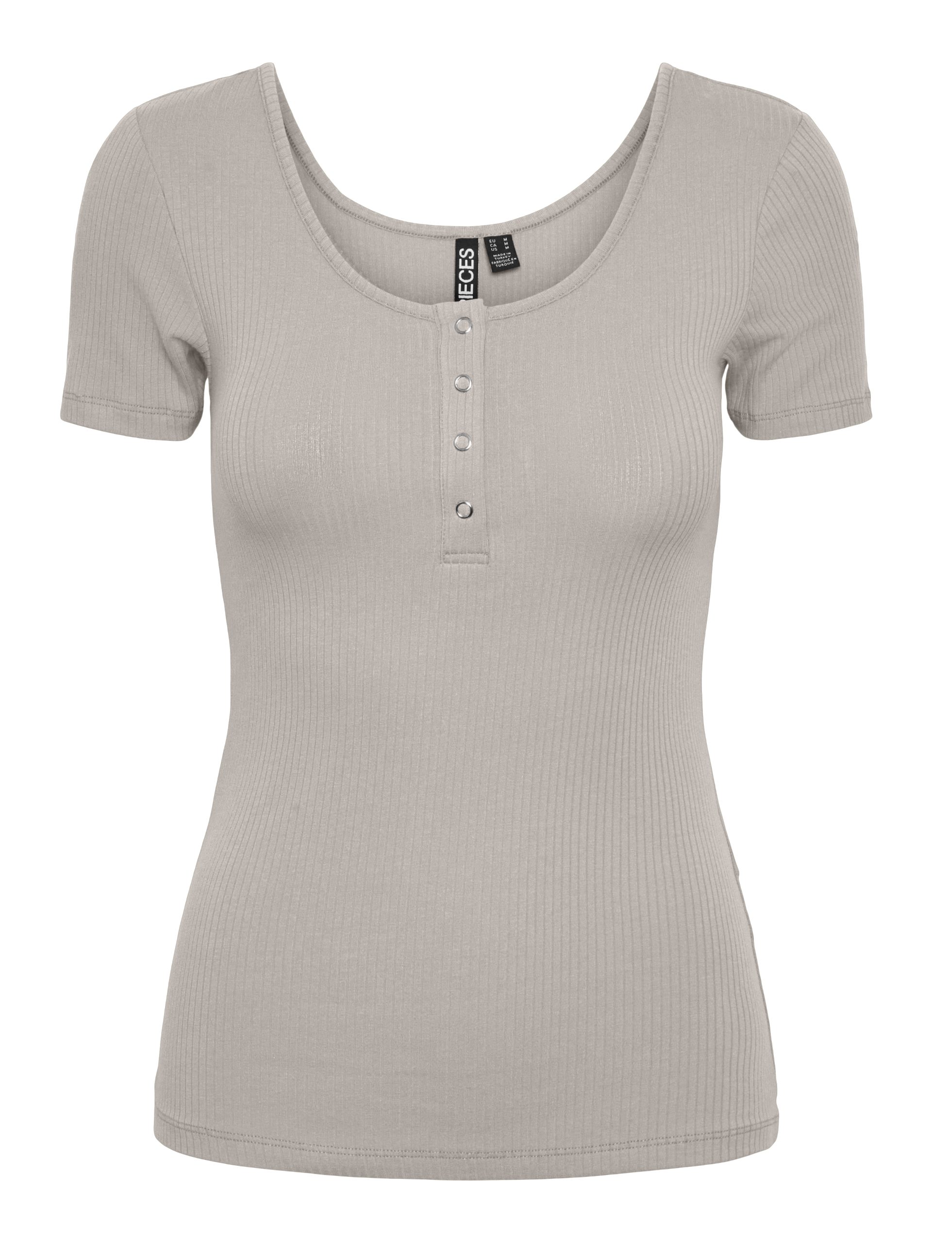 pieces Kurzarmshirt PCKITTE SS TOP NOOS BC Baumwollmischung, slim fit