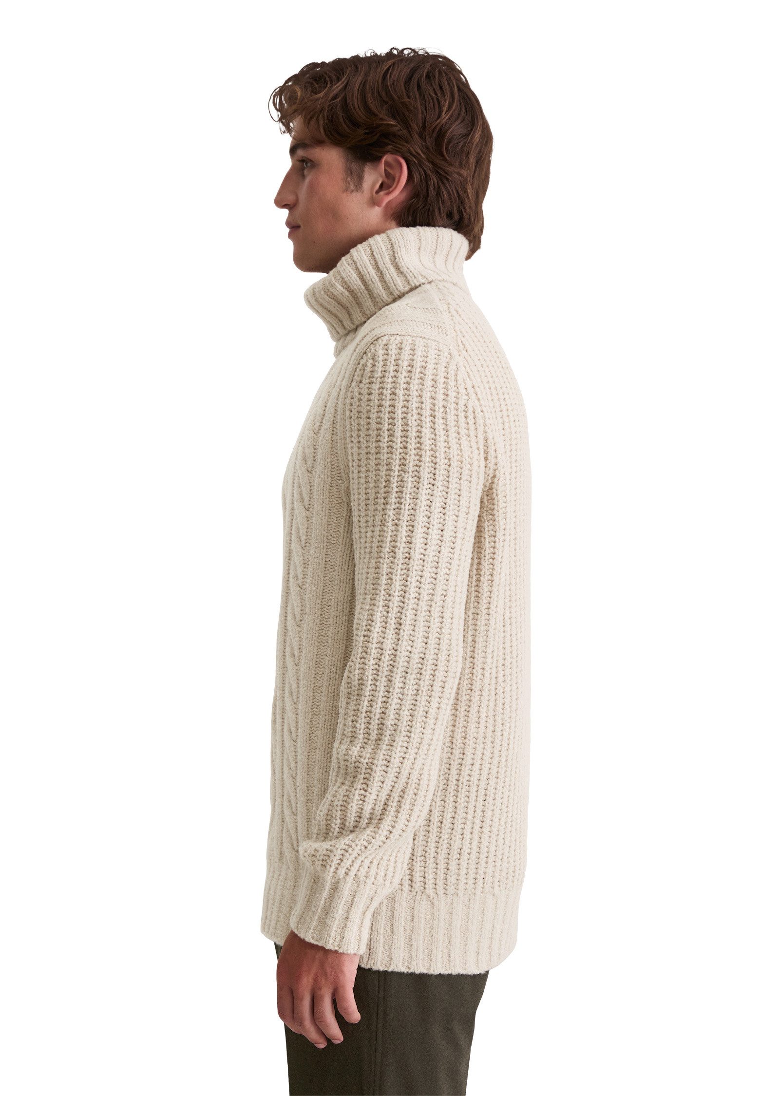 Marc O'Polo Rollkragenpullover mit markantem Zopfmuster günstig online kaufen