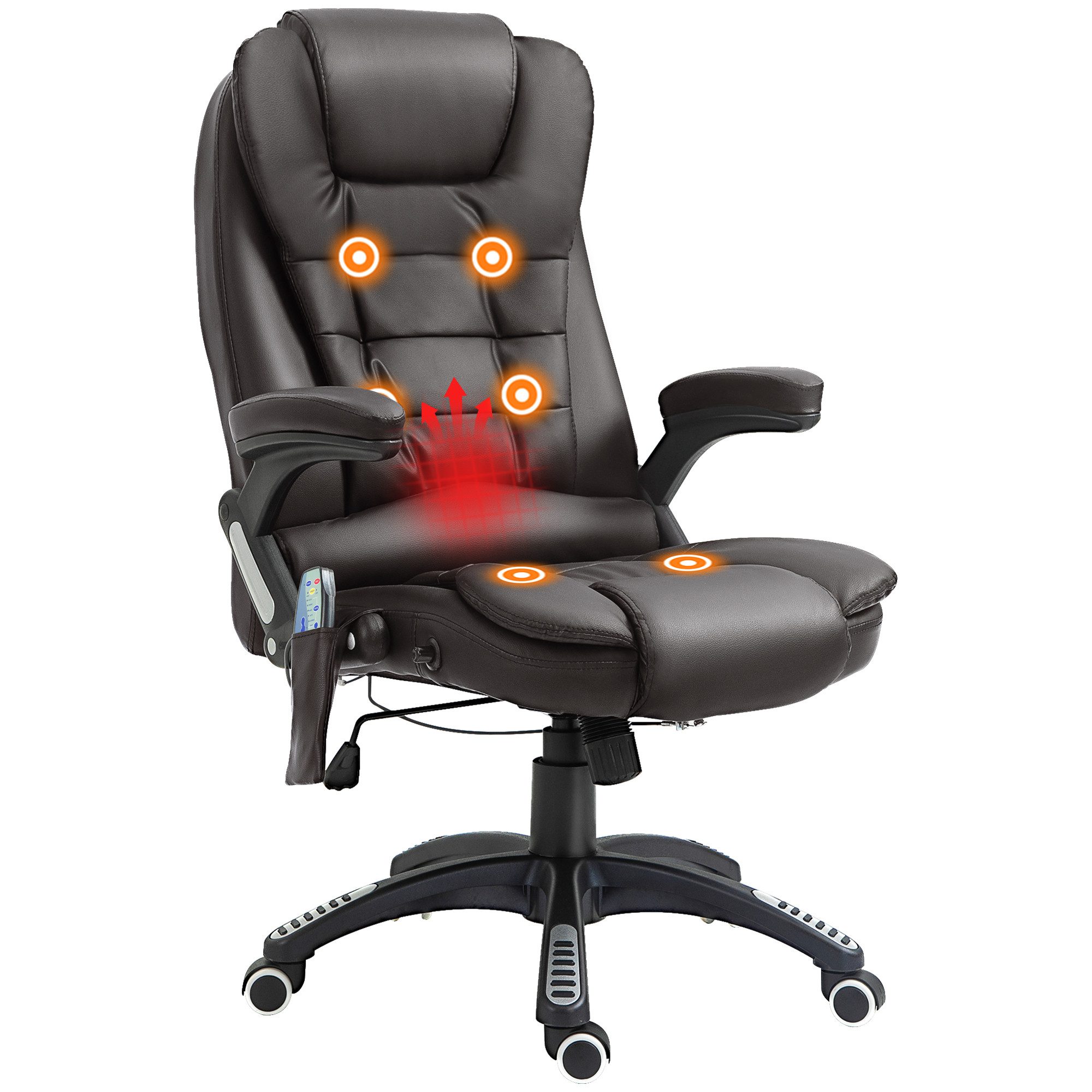 HOMCOM Schreibtischstuhl Massagesessel (Set, 1 St), Massagesessel Bürostuhl Gamingsessel mit Wärmefunktion Braun