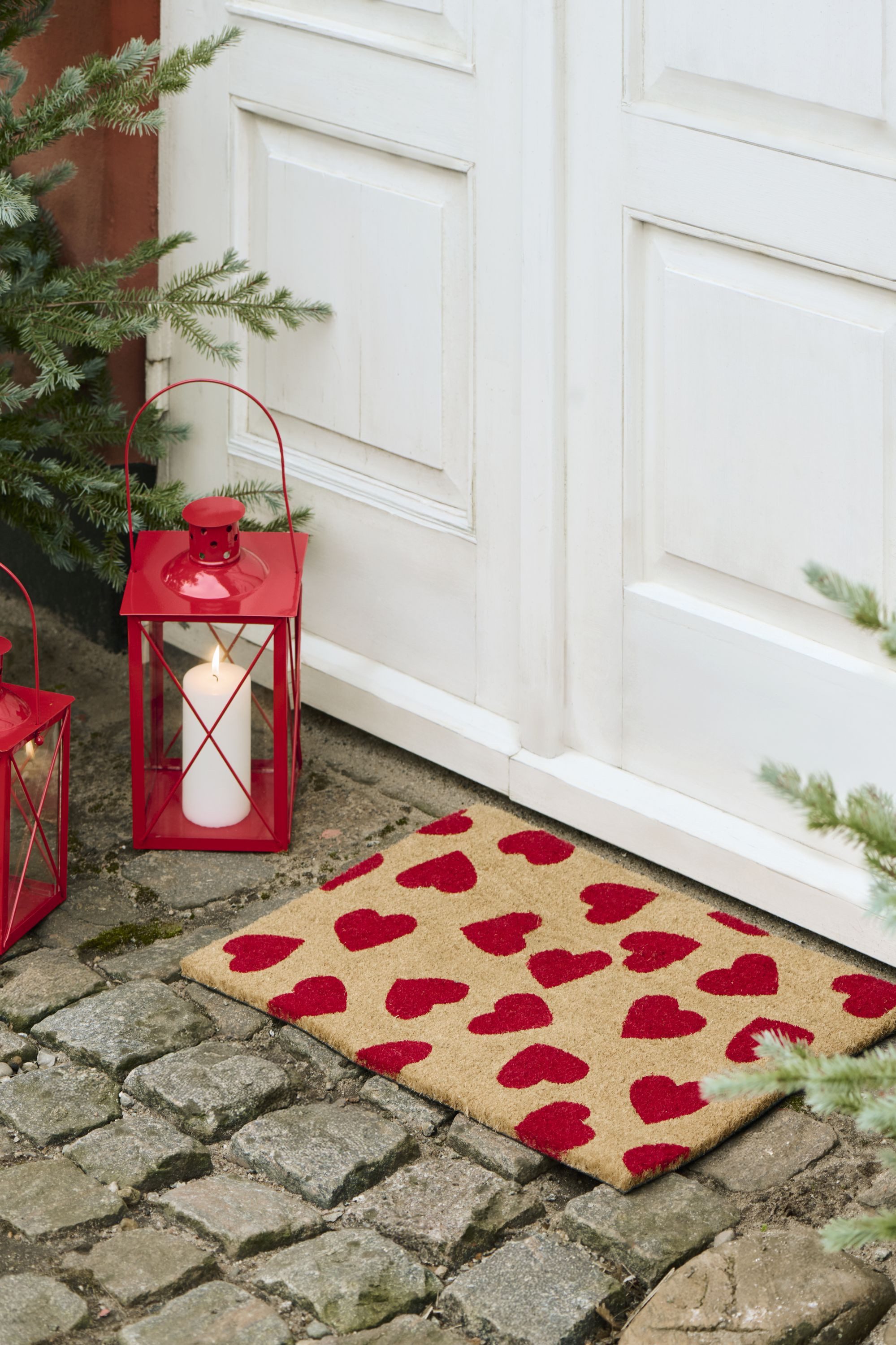 Ib Laursen Fußmatte Ib Laursen - Fußmatte Türmatte Fußabtreter Rote Herzen Kokos PVC