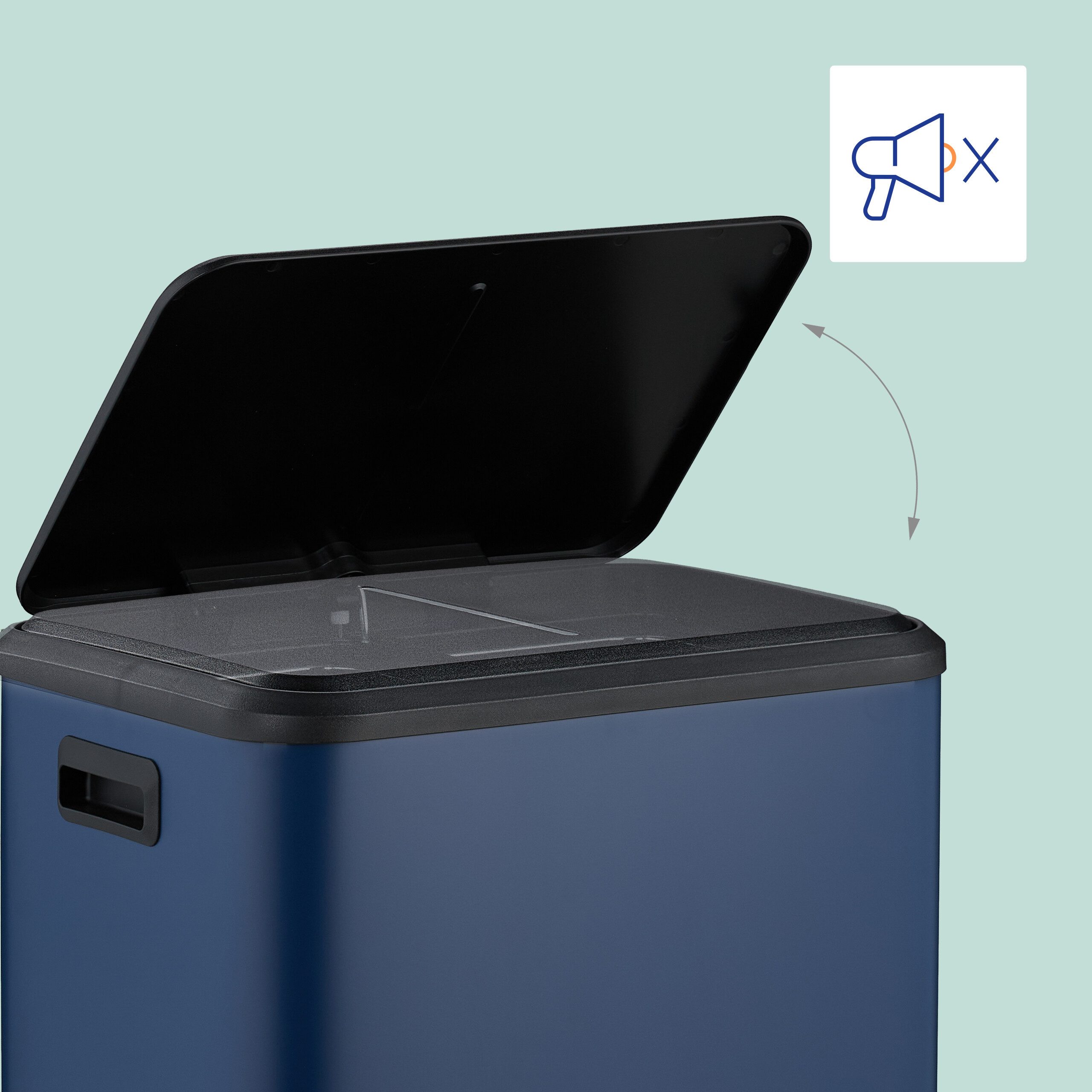 relaxdays Mülltrennsystem Mülleimer mit 2 Fächern 2 x 15 Liter, blau