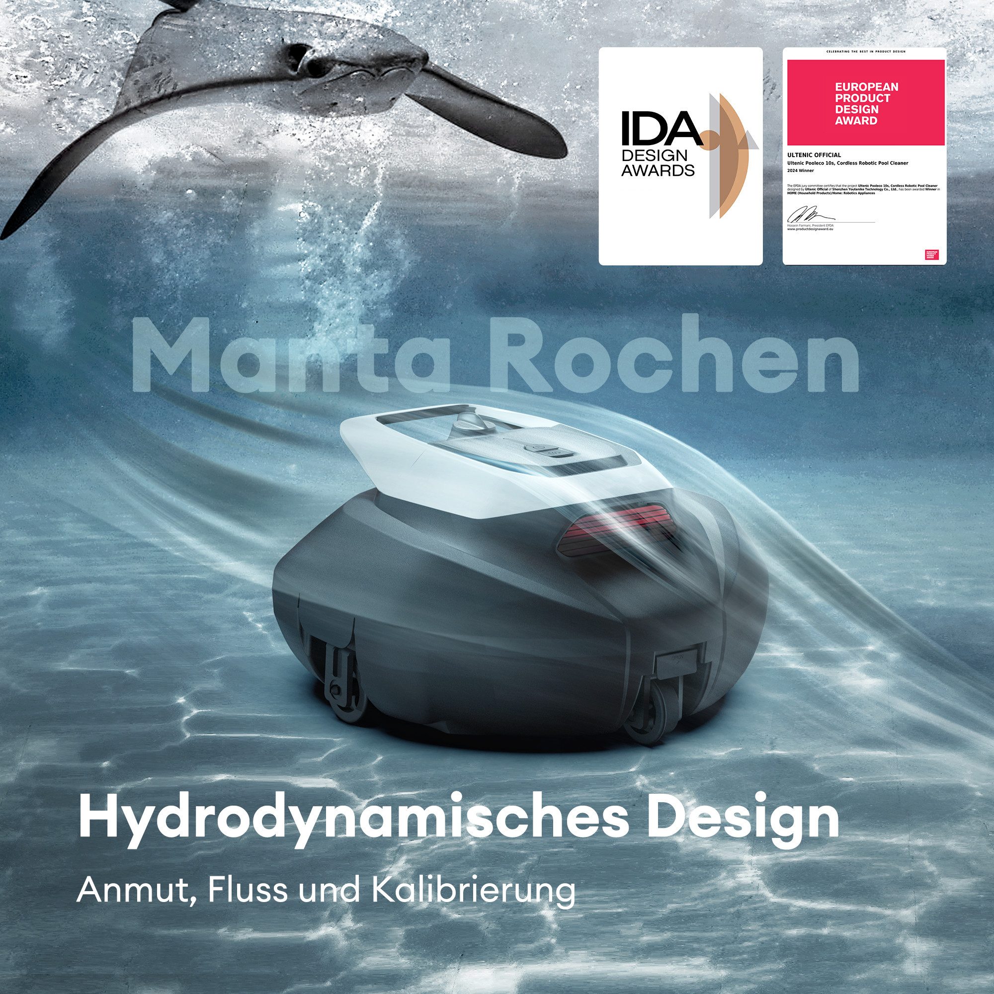 Ultenic Poolroboter Ultenic Pooleco Kabellos 90 Min, für alle Pooltypen, 5200mAh,2 Bürstenlose Motoren,Automatische Reinigung – Bild 4 von 5