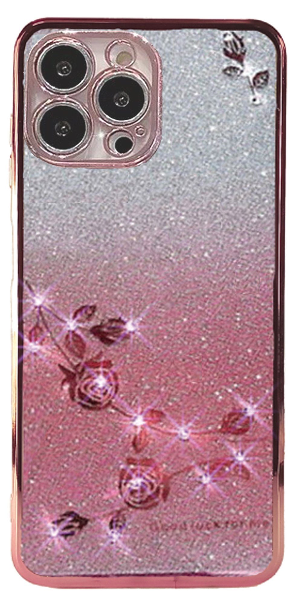 Traumhuelle Handyhülle GLITZER STRASS ROSE TPU HÜLLE Silikon Case Cover für iPhone 17, 16, 15, Samsung A17 A16 A26 A36 A56 A15 A25 A35 A55 A14 A54 S25 S24 S23 5G