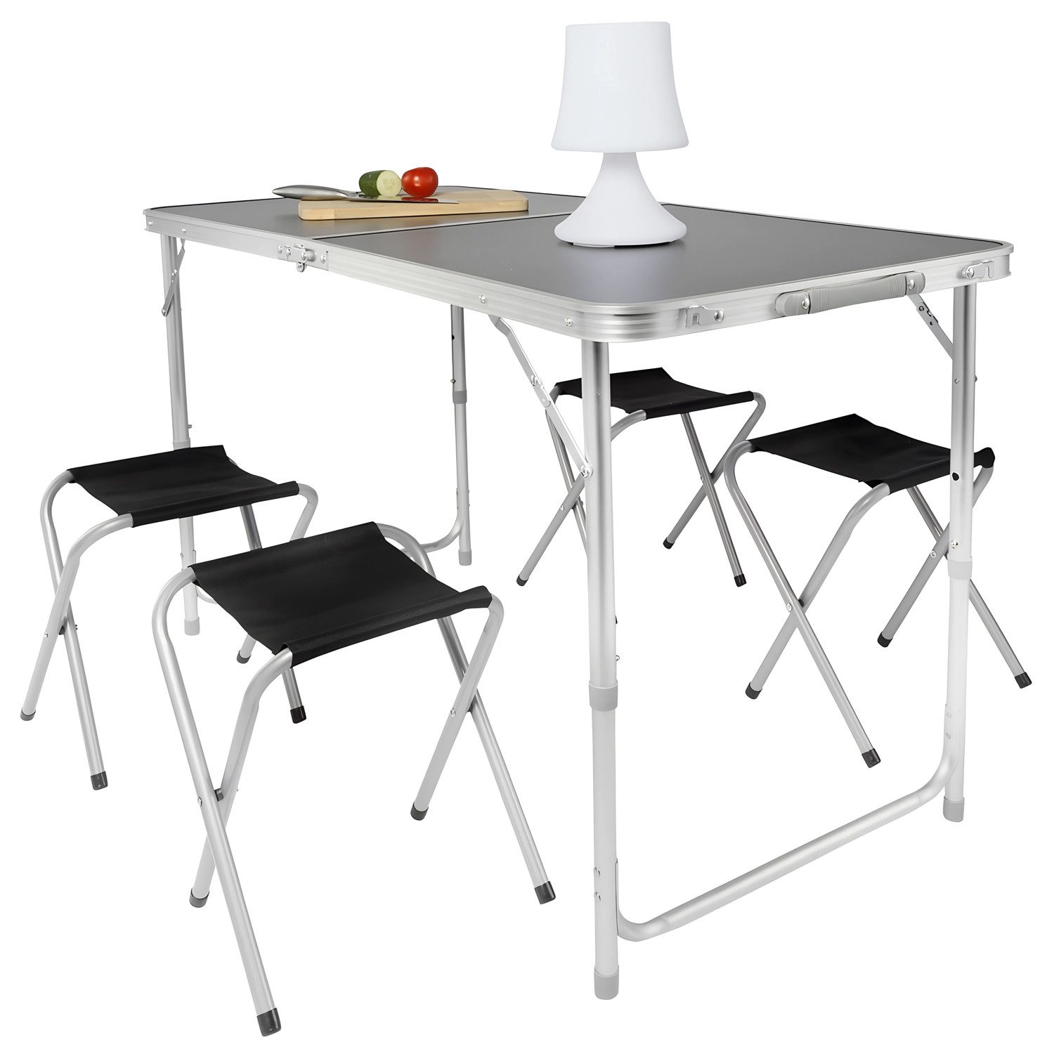 Goods+Gadgets Klapptisch Klapptisch-Set mit 4 Stühlen –Klappbarer Campingti günstig online kaufen