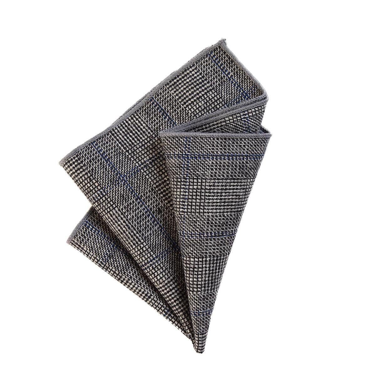 DonDon Einstecktuch DonDon Herren cm dunkelgrau-blau (Packung, Einstecktuch kariert, 23 Baumwolle Tweed-Look Falten, Taschentuch zum 1-St), x Tweed, 23