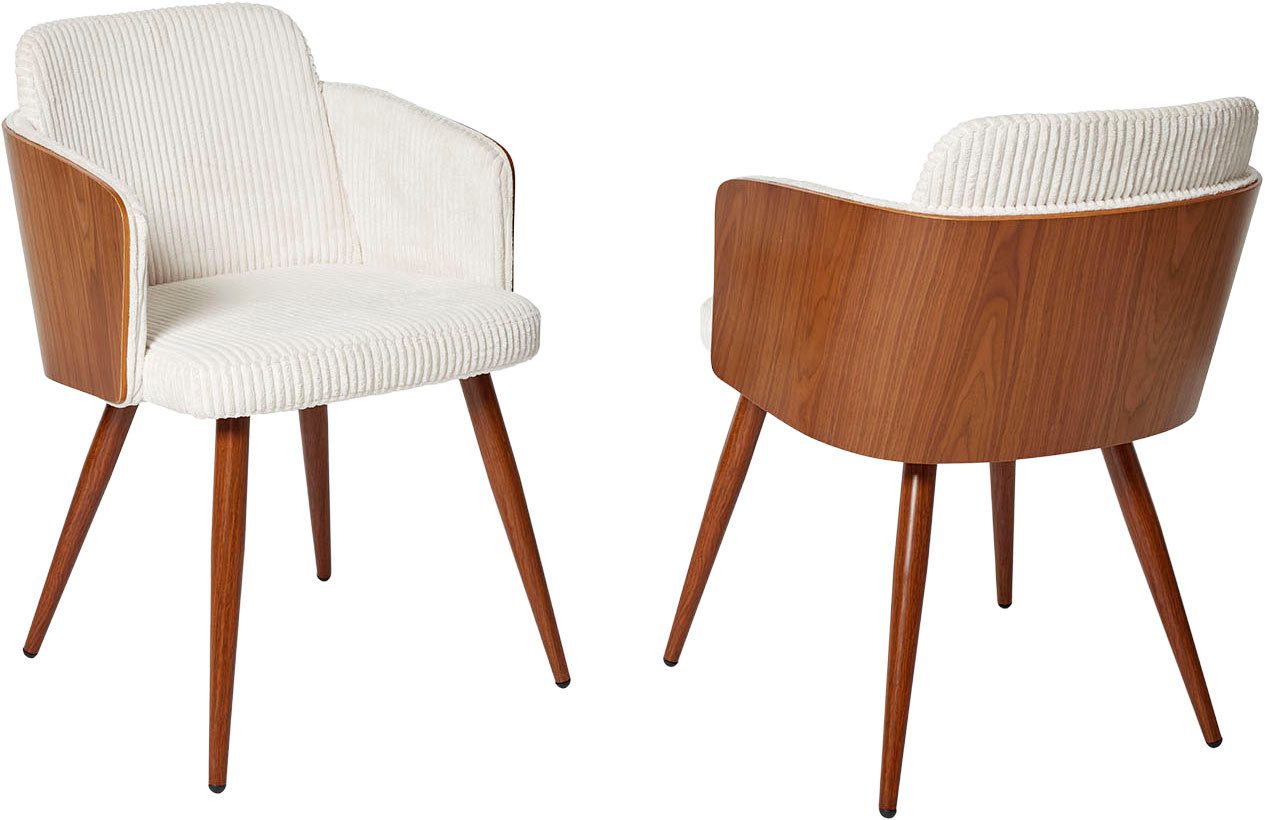 Jahnke Schalenstuhl CHIC SIT DUO, edles Design,Massivholz-Rückenteil,Armlehnen,Metallgestell in Holzlook