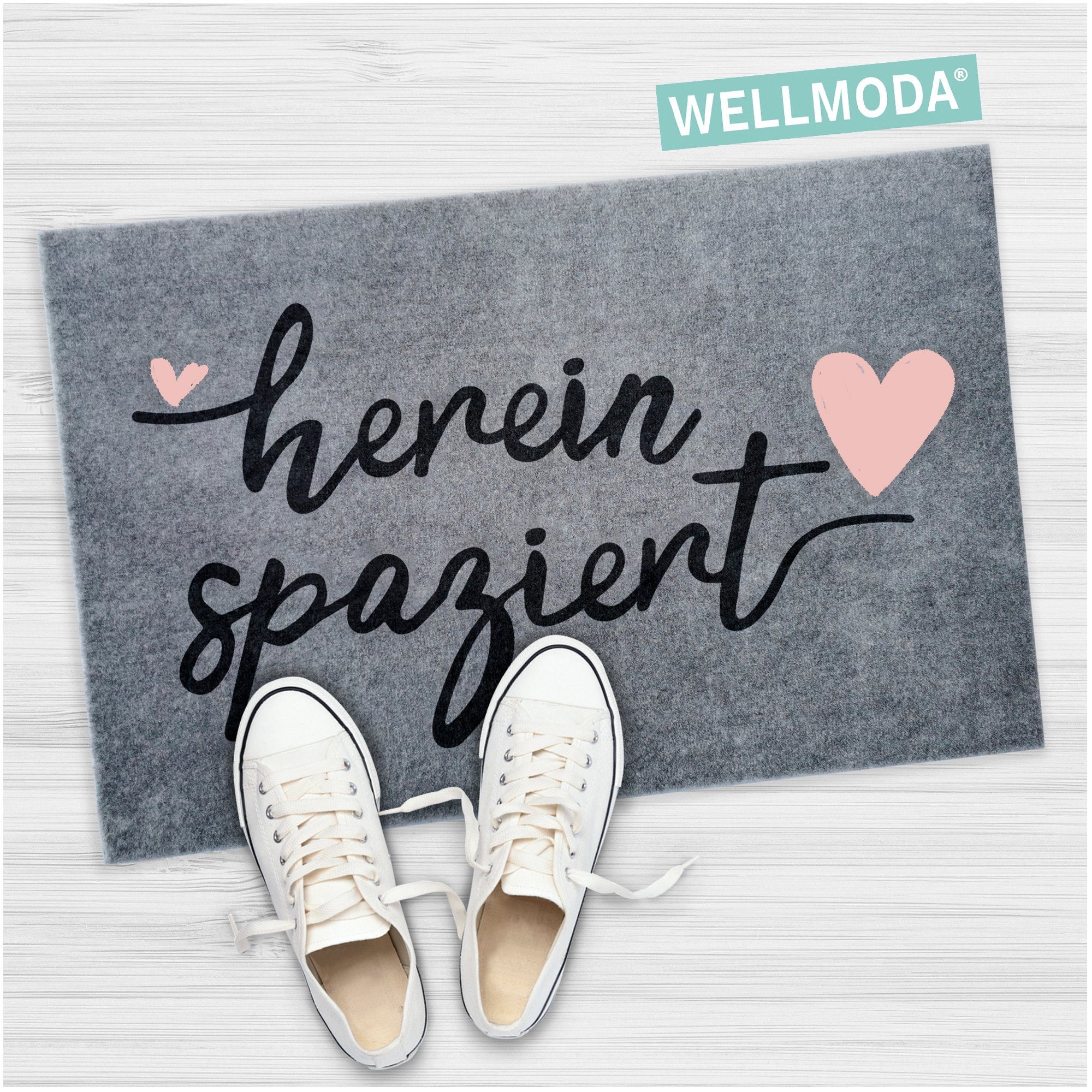 WELLMODA Fußmatte Hereinspaziert I Beliebt, rutschfest, günstig online kaufen