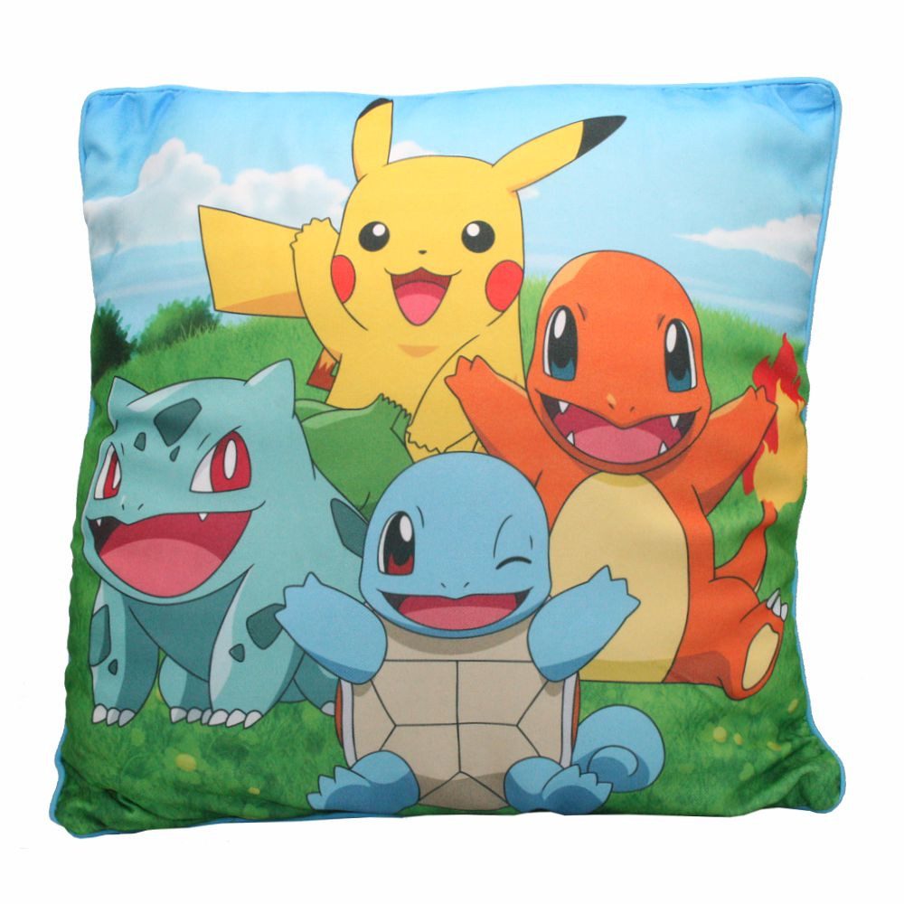 Dekokissen Pikachu, Bisasam, Glumanda & Schiggy Pokemon 40x40 cm Deko-Kissen