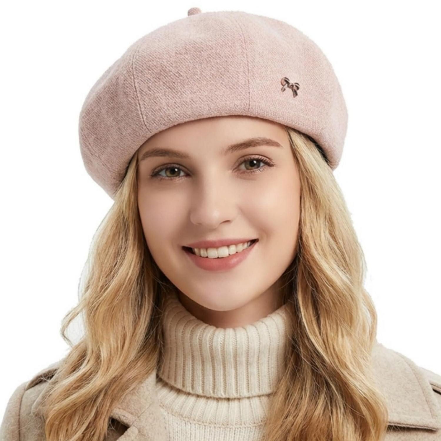LuxusKollektion Baskenmütze Baskenmütze Barett Beret Malermütze Damen Künstler 56-58 Rosa