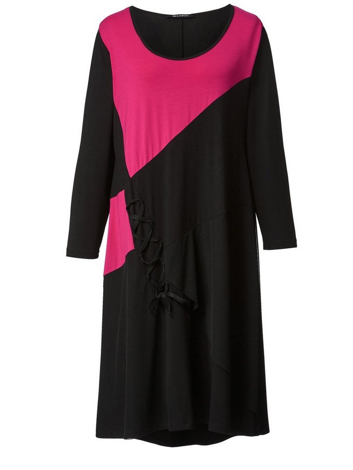 Sara Lindholm by Happy Size Jersey-Kleid mit Schnürung in schwarz