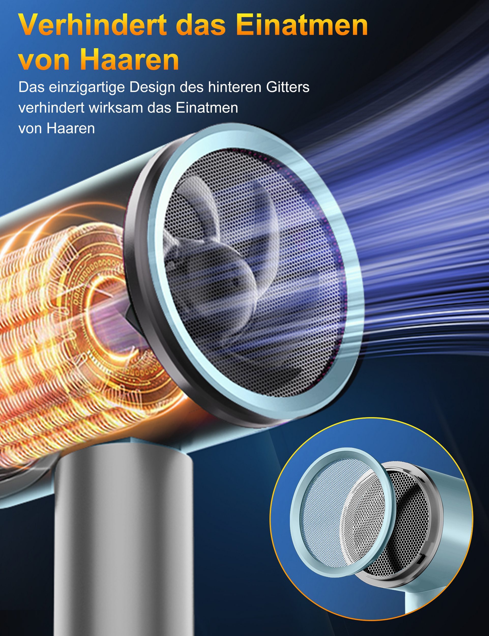 Fyrove Ionic-Haartrockner Föhn,Ionen-Haartrockner 2500W, klappbar, 3 Stylingdüsen, 2400 W, 2 Gebläsestufen, Reise-Föhn, Reiseföhn Hairdryer