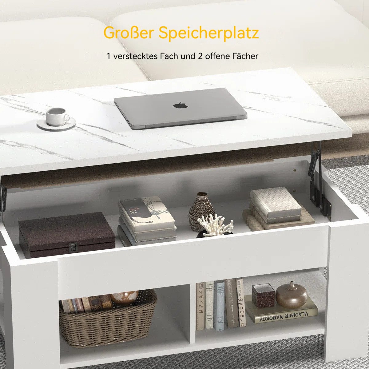 NOBLEWELL Couchtisch Höhenverstellbarer Kaffeetisch mit Lift-Funktion günstig online kaufen