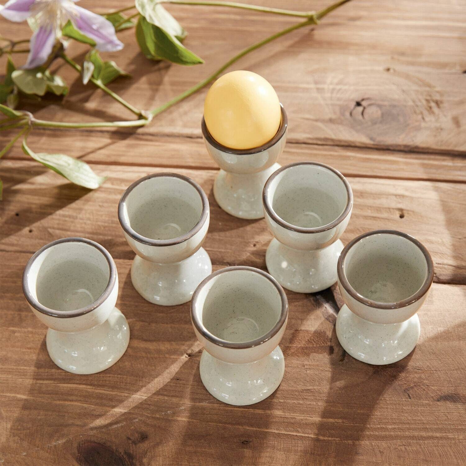 Mirabeau Geschirr-Set Eierbecher 6er Set Biarré grau, Steinzeug