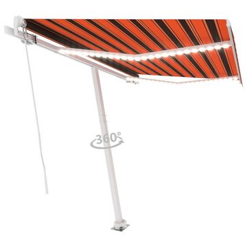 vidaXL Markise Markise Manuell Einziehbar mit LED 300x250 cm Orange und Braun