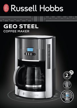 RUSSELL HOBBS Filterkaffeemaschine Geo Steel 25270-56, 1,5l Kaffeekanne, Papierfilter 1x4