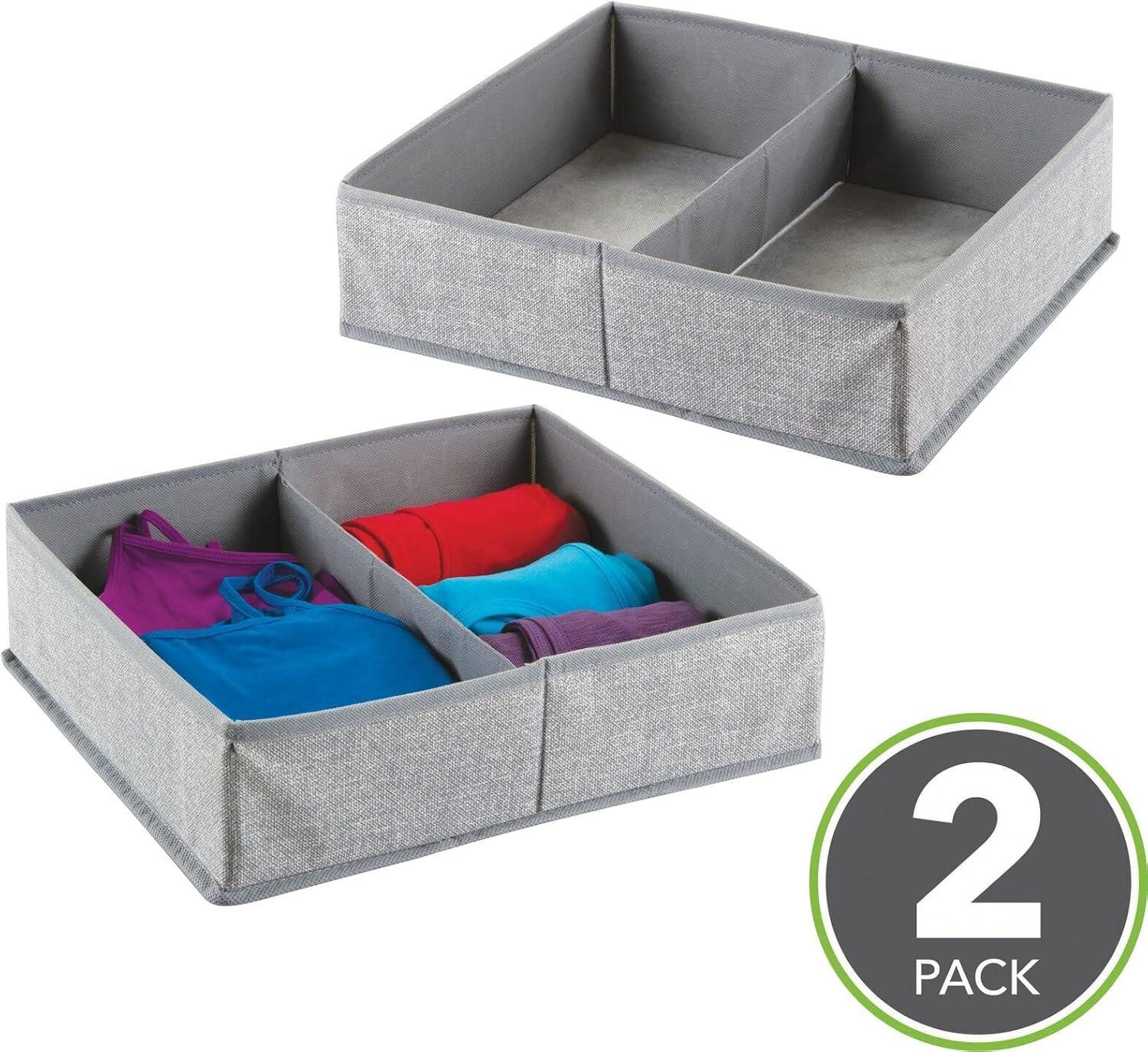 mDesign Aufbewahrungssystem 2er-Set Stoffbox mDesign Aufbewahrungskisten mit je 2 Fächer grau