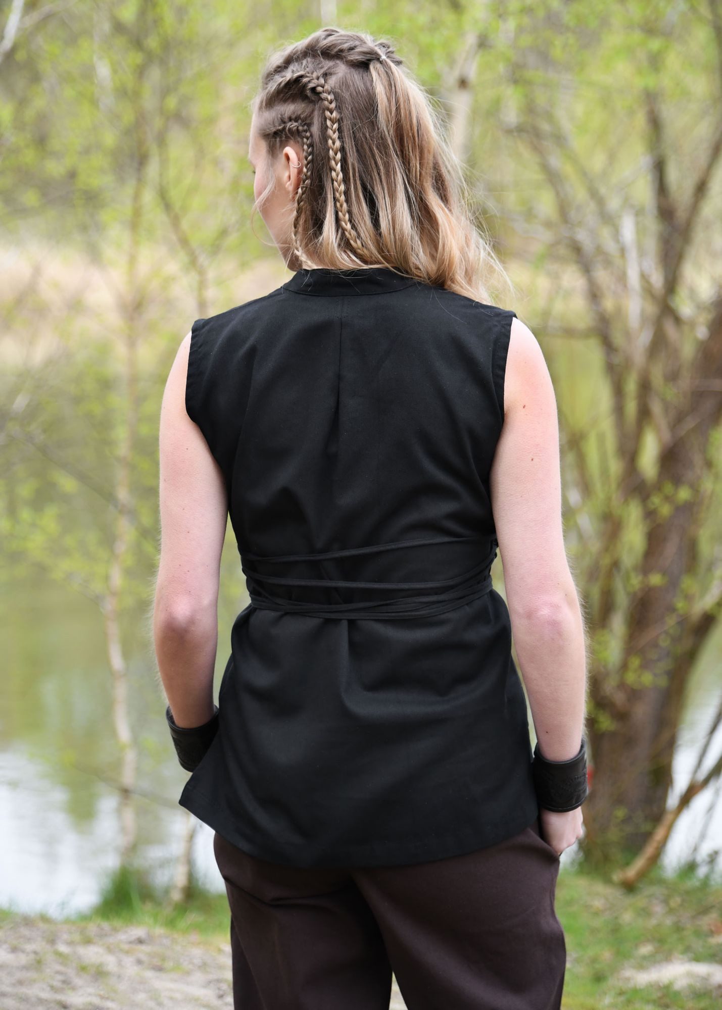 Battle Merchant Kostüm Ärmellose Mittelalter-Bluse Levke, schwarz, Gr. XXL