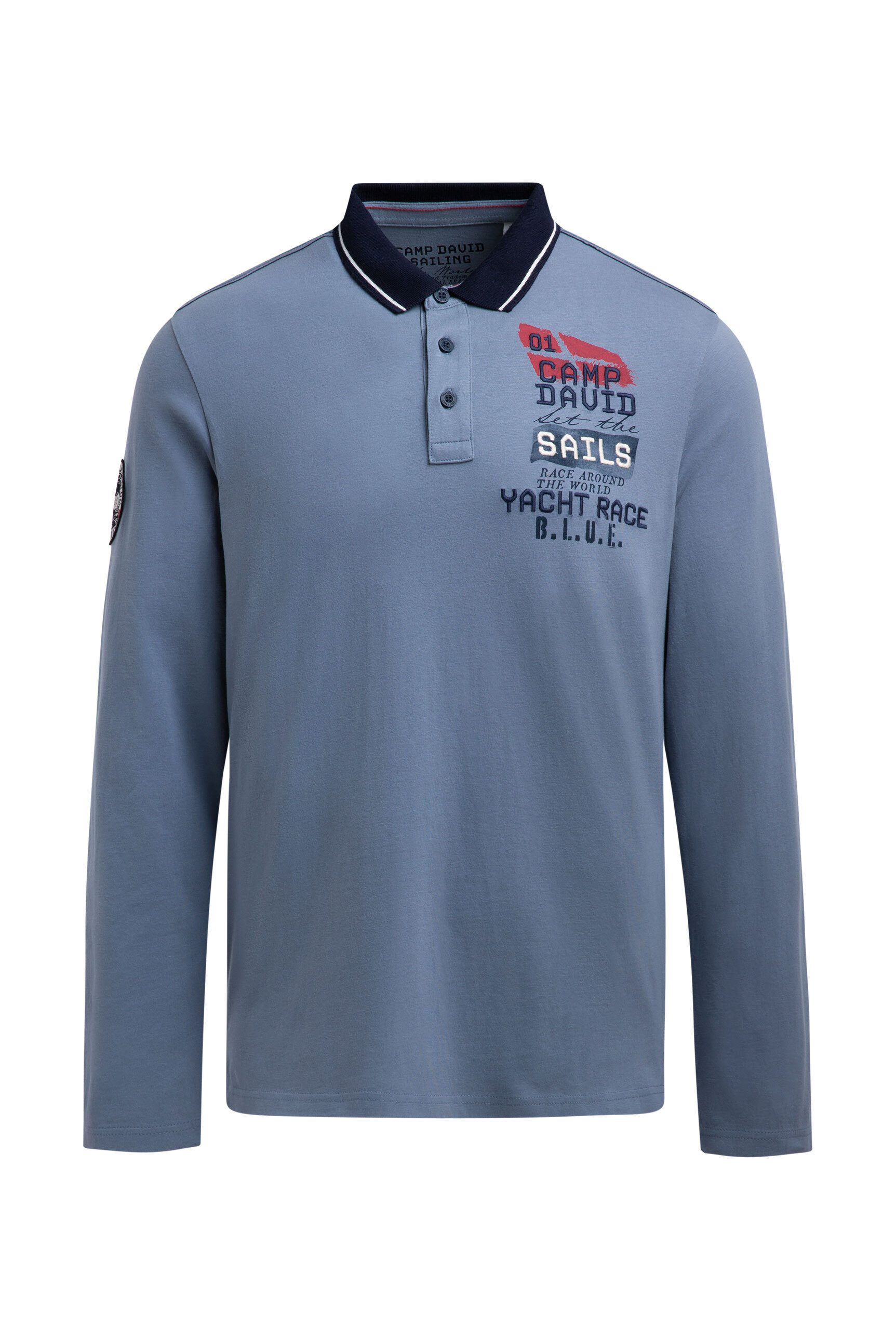 CAMP DAVID Langarm-Poloshirt aus Baumwolle günstig online kaufen