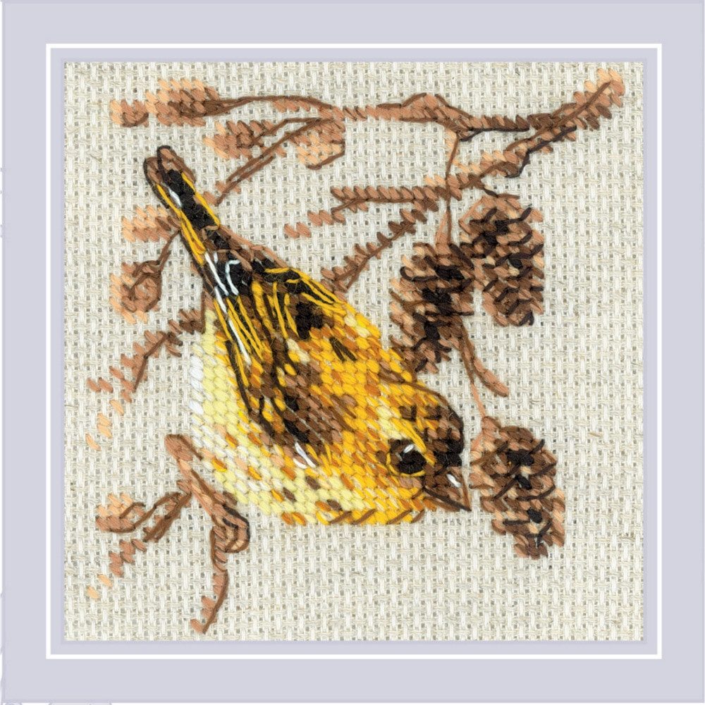 Riolis Kreativset Riolis Kreuzstich Stickpackung "Erlenzeisig", Zählmuster, 10x10cm, (embroidery kit by Marussia)