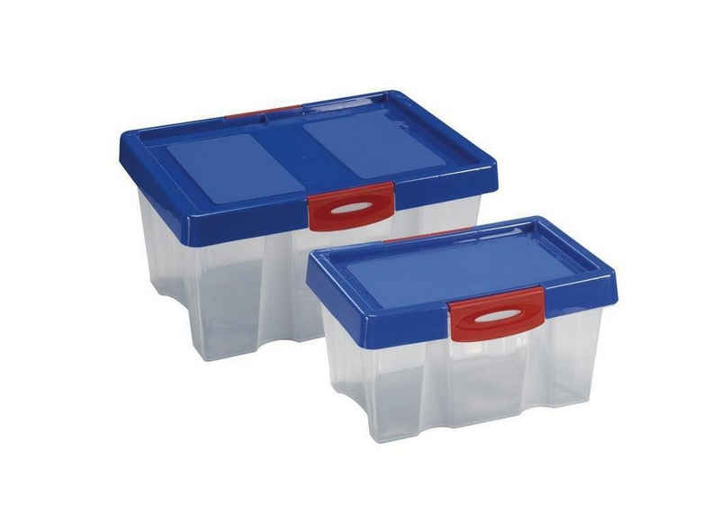 ALPFA Spielzeugtruhe Spielzeugkiste 2 tlg. Kunststoffboxen Stapelboxen 801213+801214 (Spar-Set, 2 Boxen), stapelbar