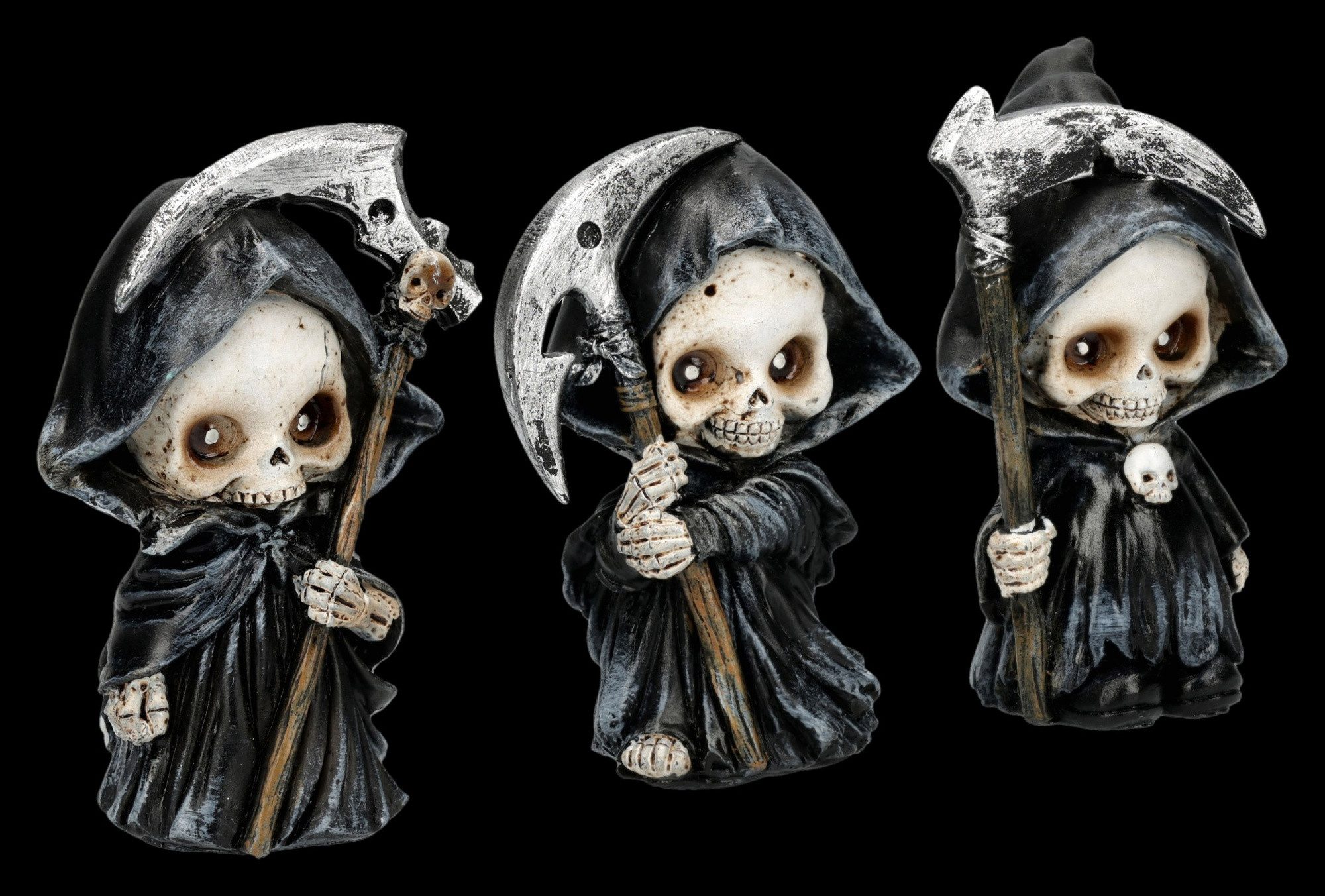 Figuren Shop GmbH Fantasy-Figur Sensenmann Figuren Set – Trio of Terror Gothic Statue 9 cm Dekofigur