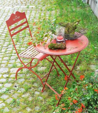 DanDiBo Bistrotisch Tisch Bistrotisch Rot Rund Ø65cm Klapptisch Gartentisch Metall Passion