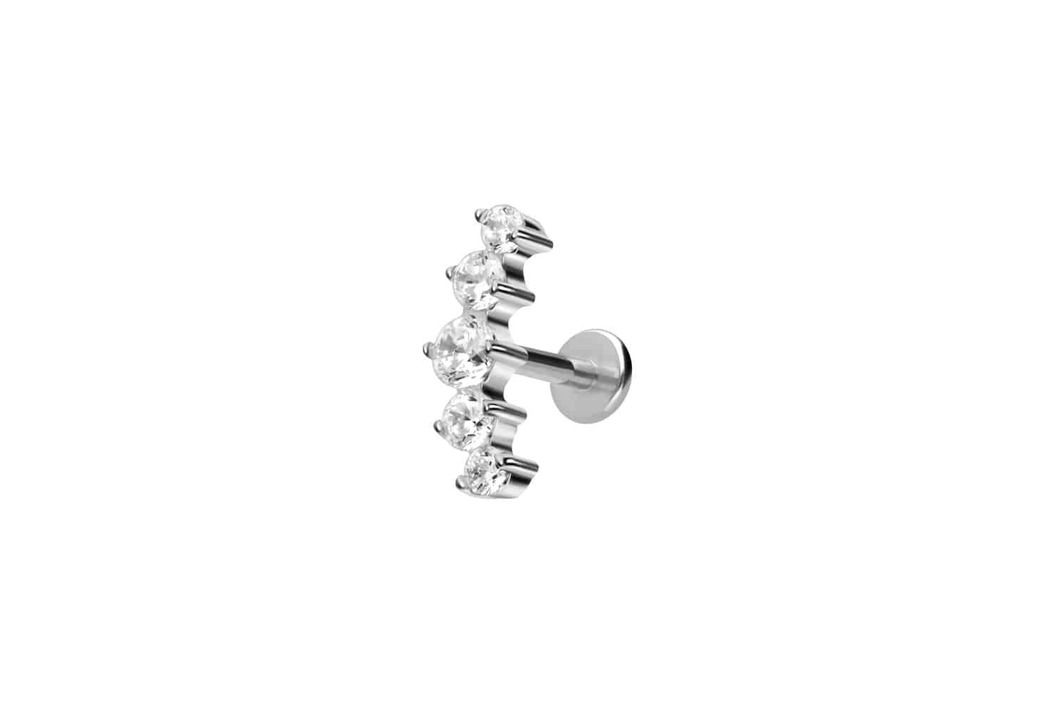PIERCINGLINE Piercing-Set Titan Labret mit Innengewinde 5 EINGEFASSTE KRISTALLE (Labrets, 1-tlg)