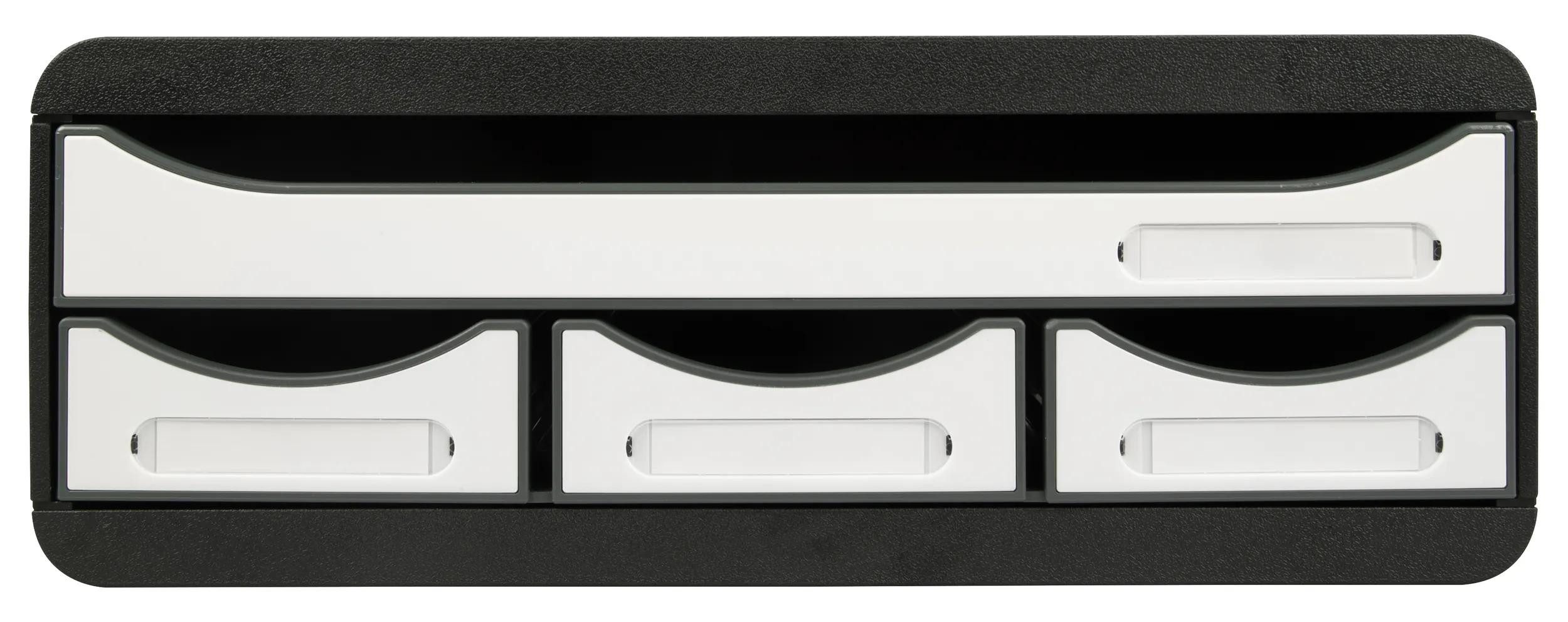 EXACOMPTA Schubladenbox TOOLBOX, Ablagemodul mit 4 Schubladen - Weiß glossy - 3197213D, Boxen stappelbar