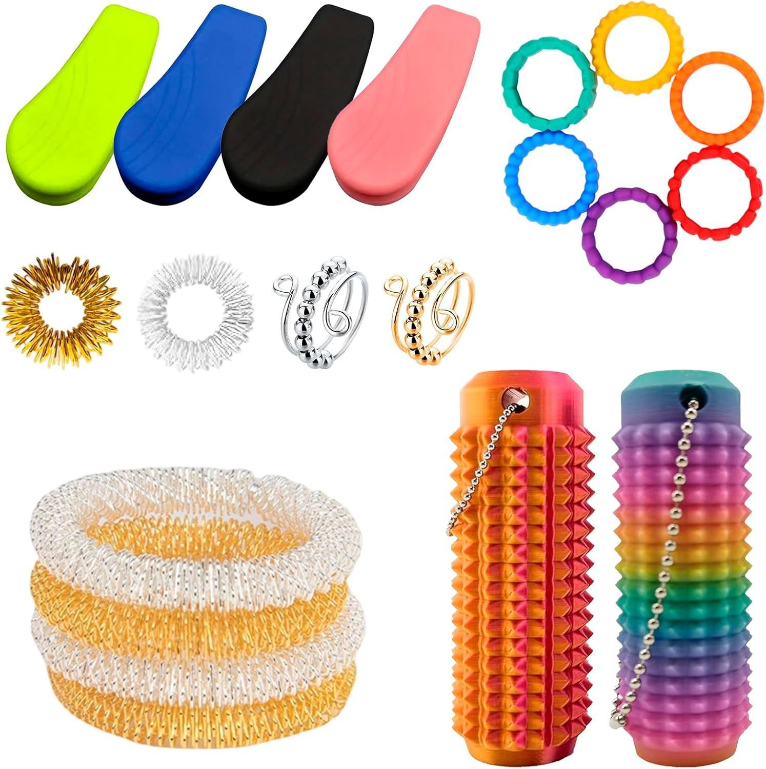FELIXLEO Massageball 20 Stück Anti Stress Set mit Akupressur Ringen und Bällen, 20-tlg.