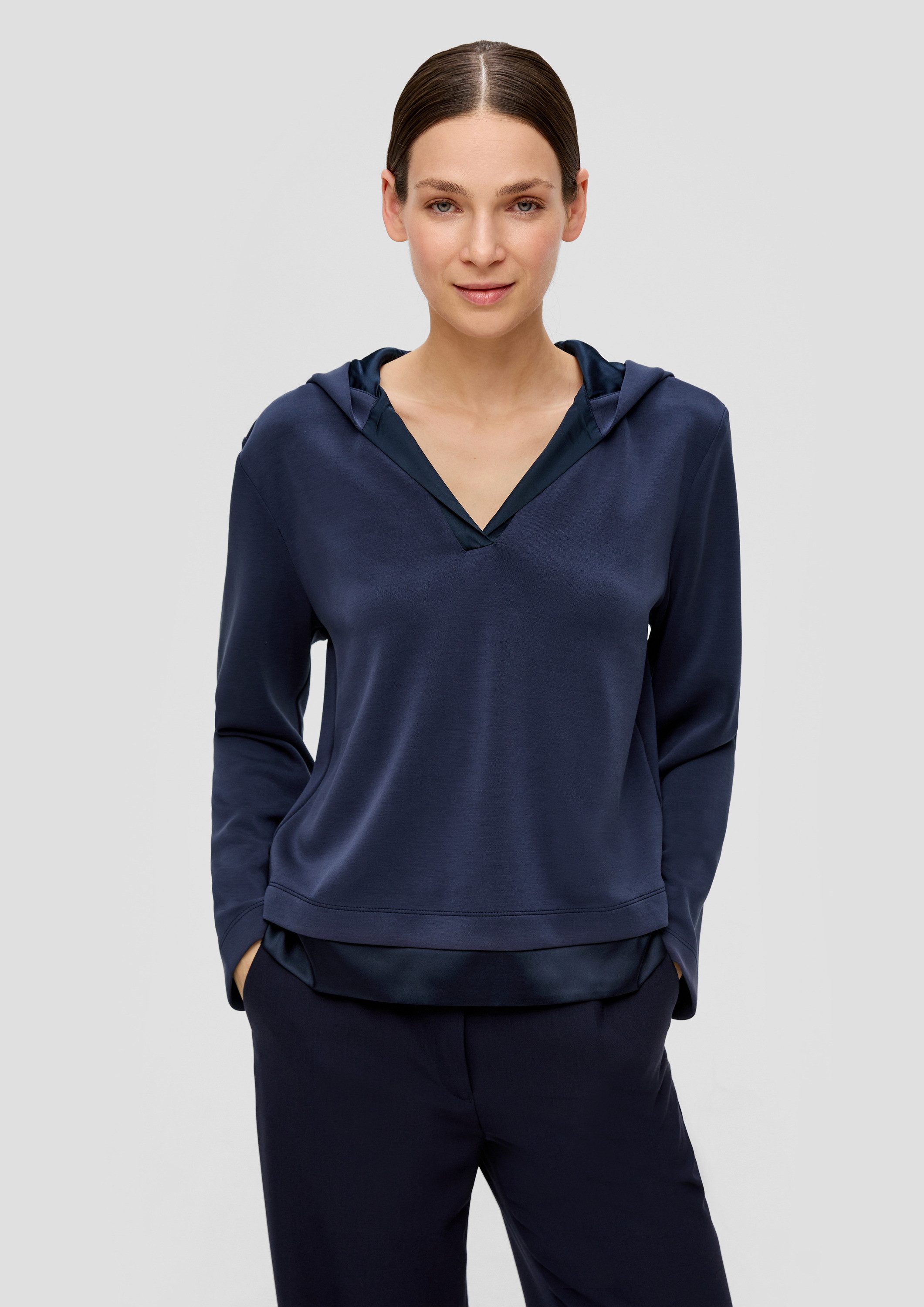 s.Oliver Sweatshirt Sweatshirt Scuba-Sweatshirt mit Kapuze