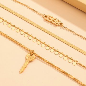 ZWY Choker-Set Exquisites Schlüsselanhänger-Set mit goldener Schlangenknochenkette (1-tlg), Stilvolles Punk-Pailletten-Design – zeigen Sie Ihren Stil