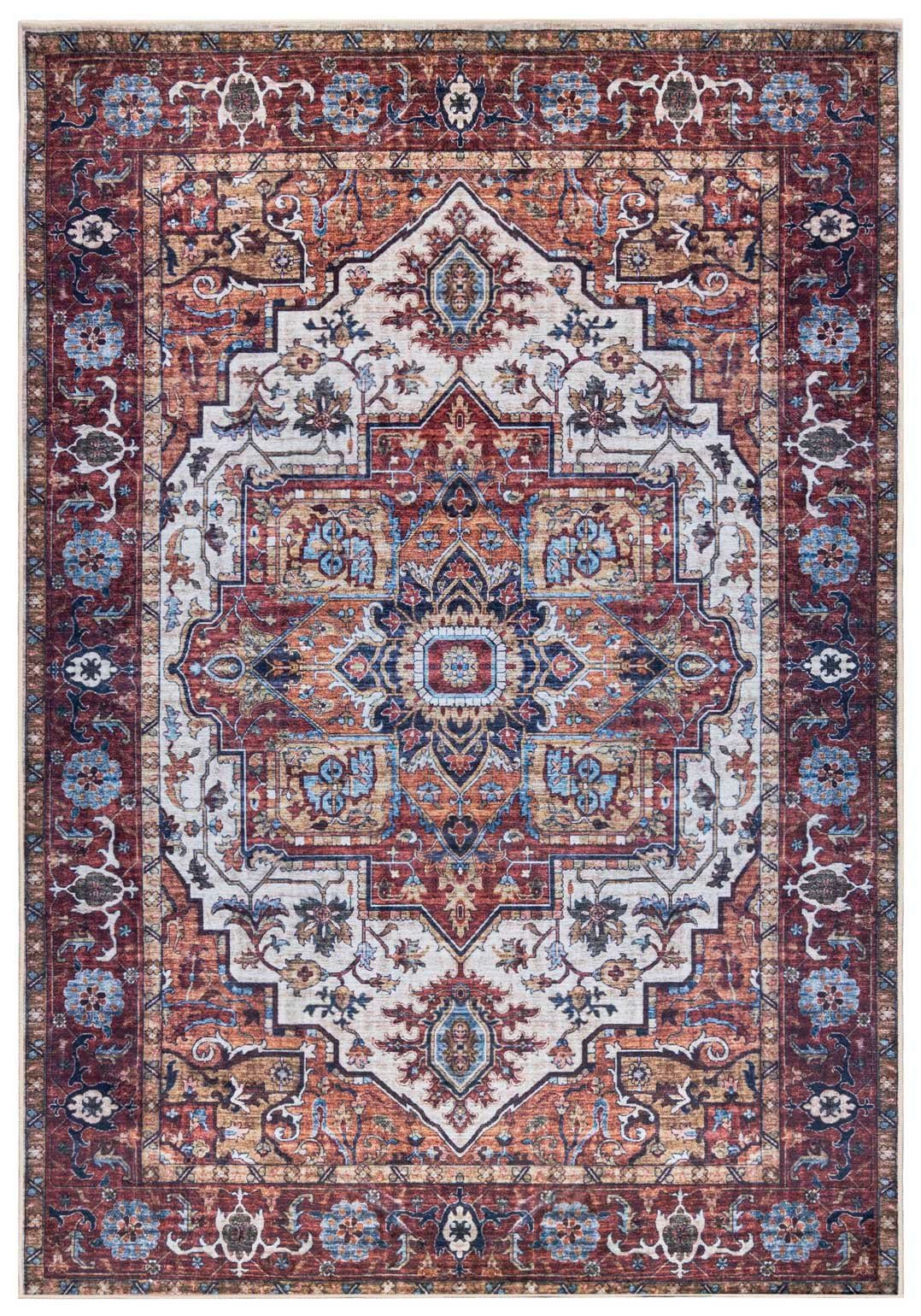 Mazovia Orientteppich Teppich Oriental Orientteppich Wohnzimmer Orient Muster Rot Braun, 160 x 230 cm, Fußbodenheizung, Allergiker geeignet, Rutschfest