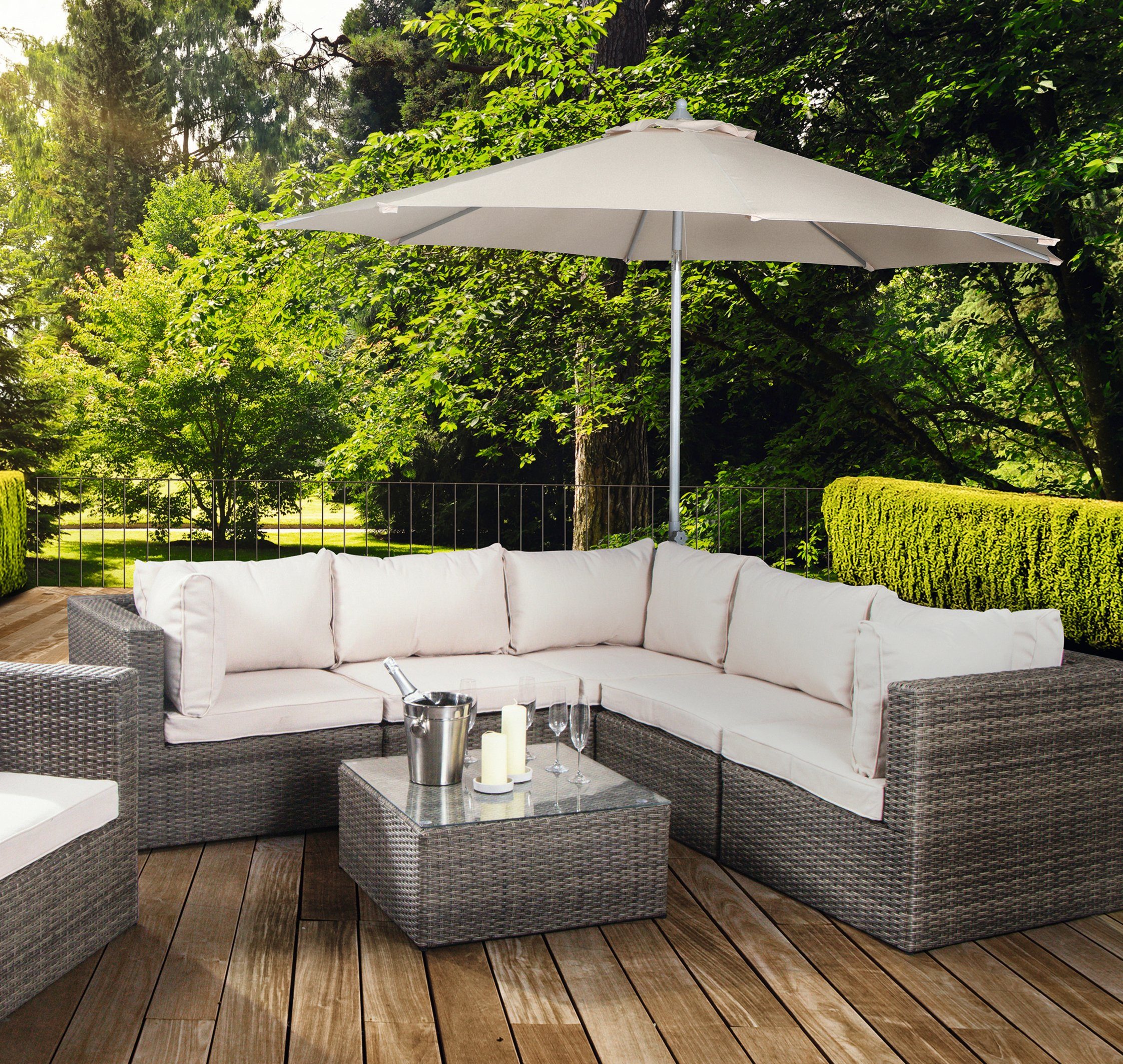 Siena Garden Marktschirm Alu-Push Pro Mittelstockschirm