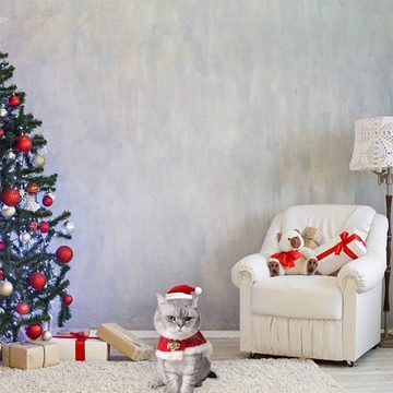 Lubgitsr Tierkleid Weihnachtskatzenkostüm Katze Santa Hut mit Weihnachtsumhang Kostüme