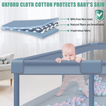 AUFUN Laufstall Baby mit Atmungsaktivem Netz&ReiBverschluss fur Kinder Playpen Set (130x130x66cm/150x180x66cm), Absperrgitter mit Kugel