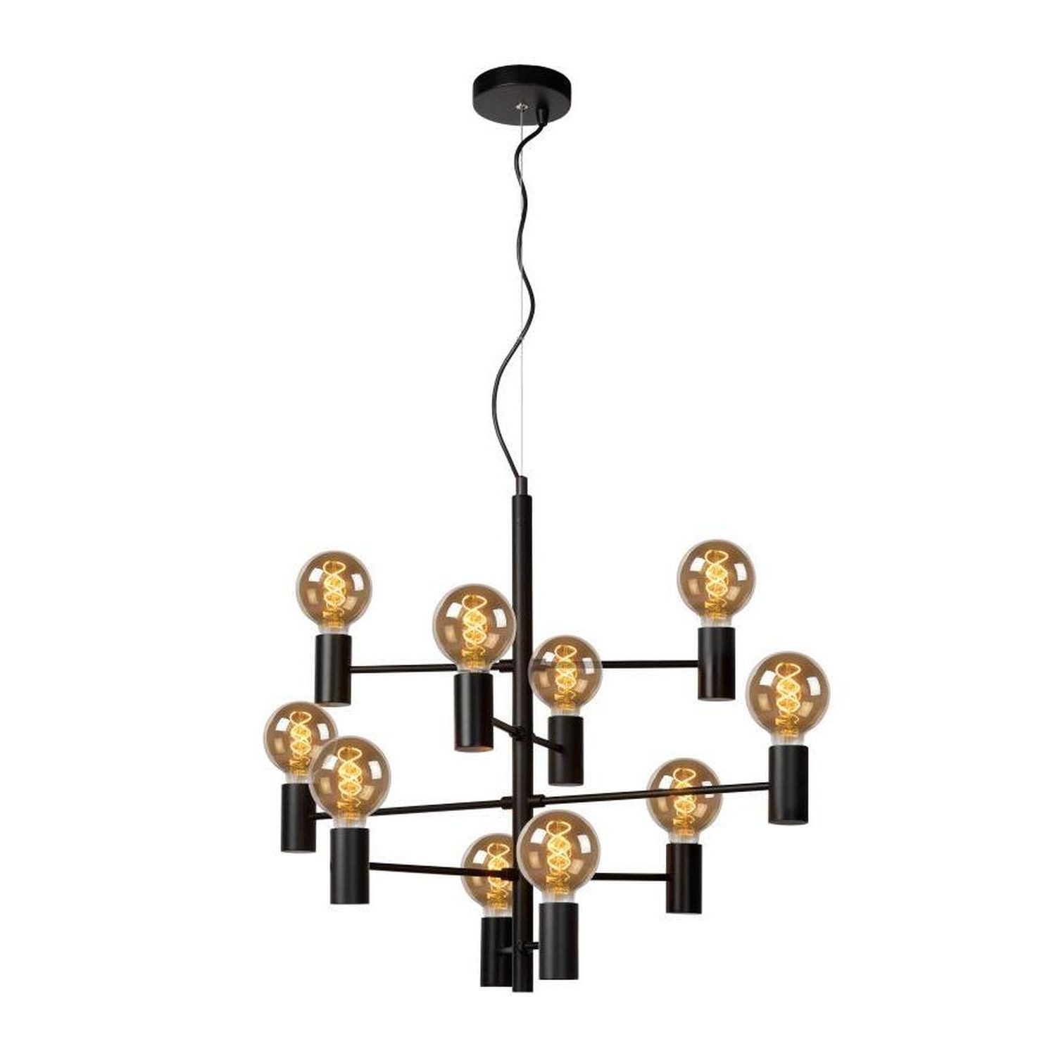 Licht-Erlebnisse Pendelleuchte LISAR, ohne Leuchtmittel, Metall H: max. 190 cm B: 75 cm Schwarz E27 Vintage