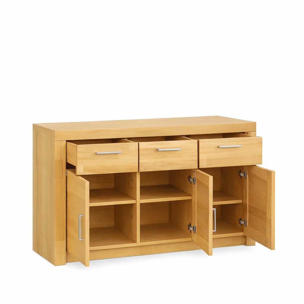 bv-vertrieb Highboard Anrichte Kernbuche teilmassiv Kommode Schubladen Metallgriffe