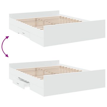 vidaXL Bett Bettgestell mit Schubladen Weiß 140x200 cm Holzwerkstoff